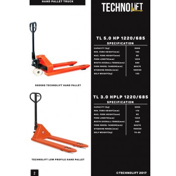 Hand Pallet Techno Lift 3 Ton Low Profile.