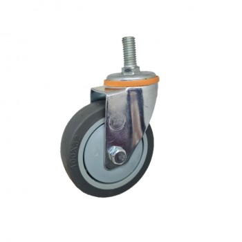 Roda Karet TPR Abu Abu Medium Duty TECHNO WHEEL Drat Hidup